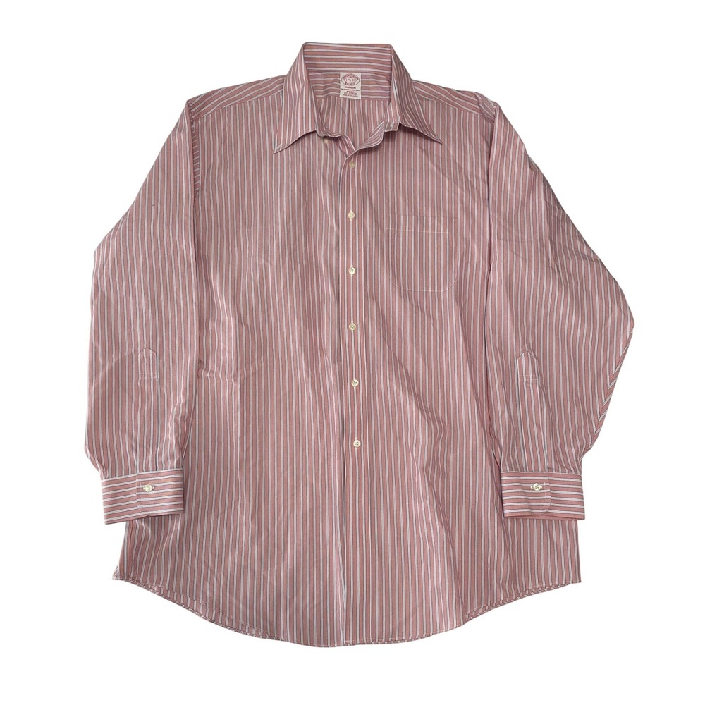 Vtg Brooks Brothers Mens Madison Pink Pinstripe Button Down Shirt Office Capsule